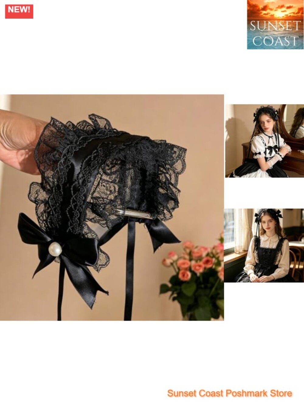 Lace Bowknot Headband Lolita Headdress for Cosplay Halloween Tea Party